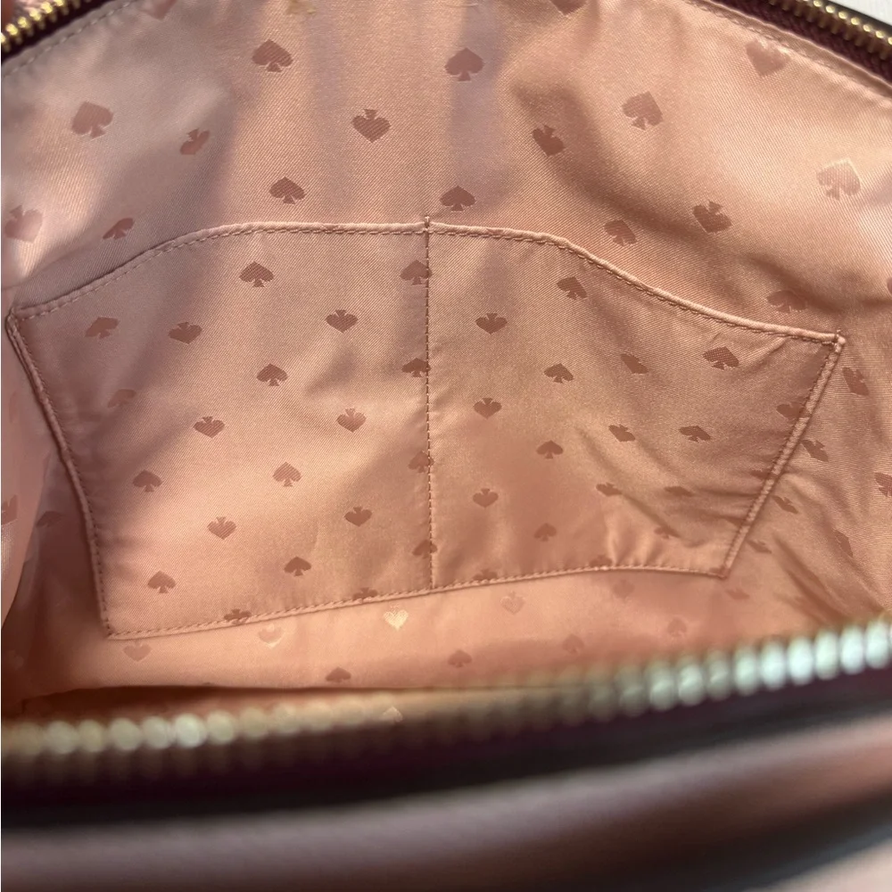 Kate Spade Monet Large Compartment Tote – Leather Pink Burgundy Shoulder Bag - Picture 12 of 17